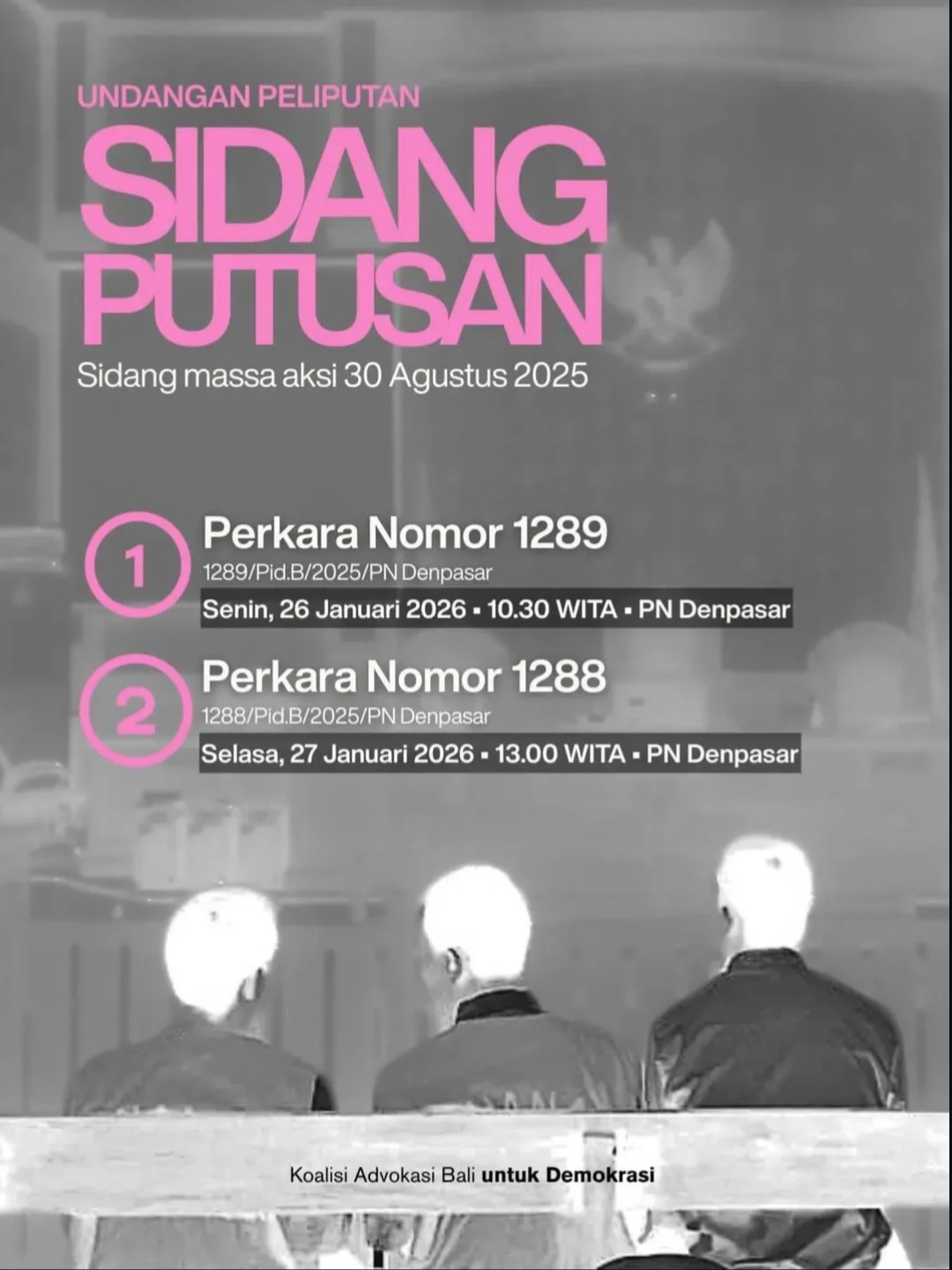 Elemen masyarakat Bali nilai putusan PN Denpasar yang menyatakan bersalah beberapa aktivis Bali dalam kasus unjuk rasa anarkhis Agustus 2025 lalu sebagai langkah yang Tepat dan sesuai prosedur.
