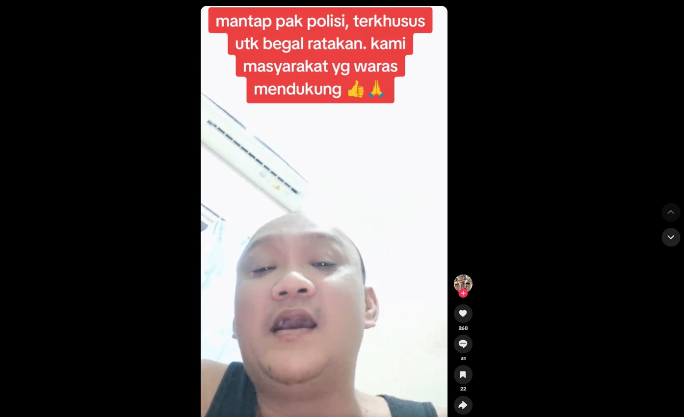 Konten Kiki Syamsuar Dukung Ketegasan Polri terhadap Begal, Muncul di Tengah Kasus Penembakan Terduga Pelaku di Lampung